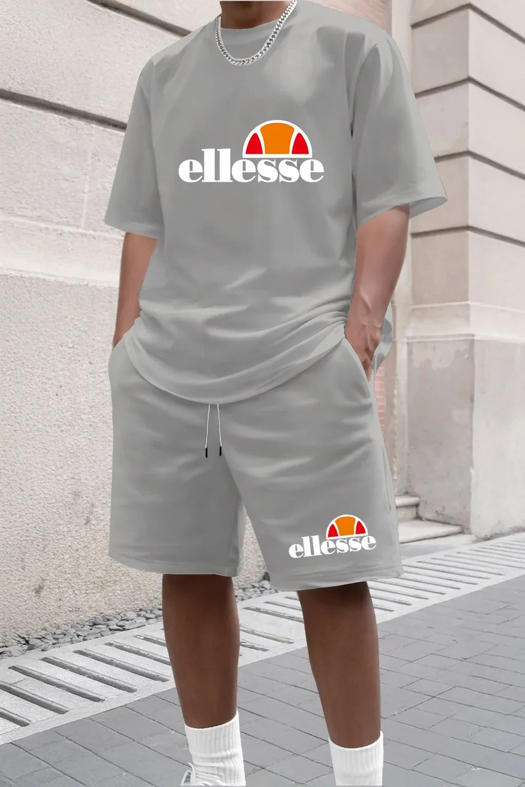 2026 Summer New Men's Fashion Outdoor Sports Set Printed Short Sleeve T-shirt+Shorts Loose Home Leisure Two Piece Set
