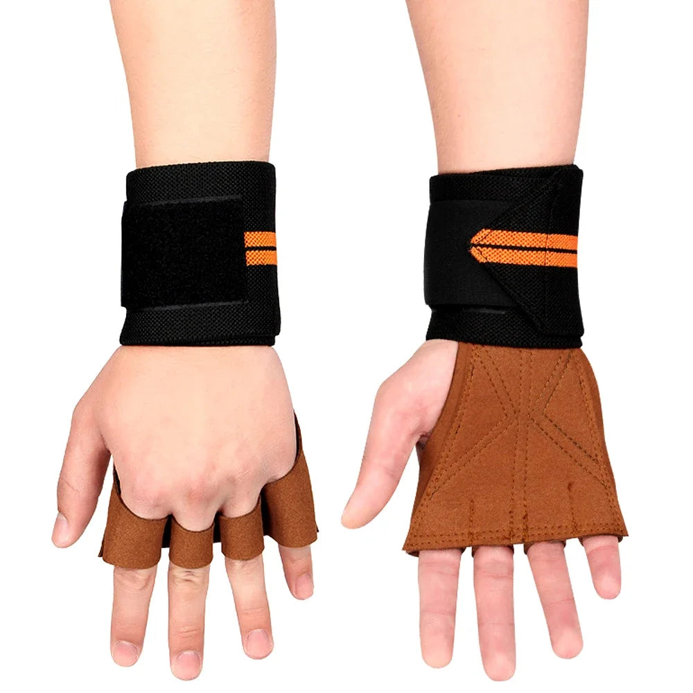 1 Pair Weight Lifting Training Gloves Fitness Sports Body Building Gymnastics Grips Gym Hand Palm Wrist Protector Gloves