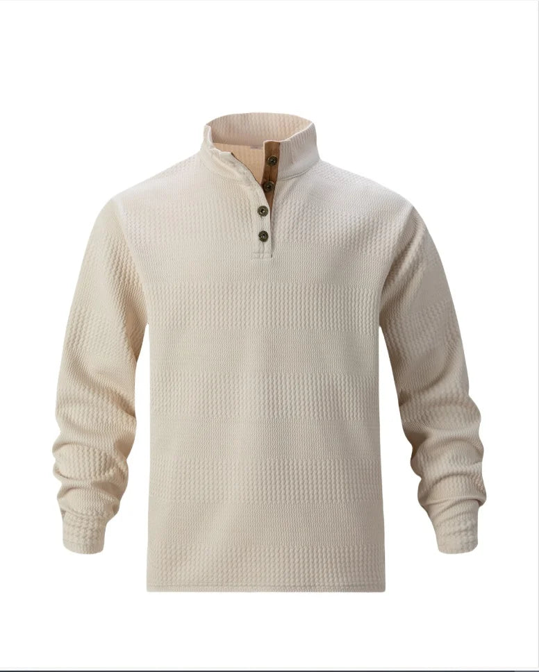 2026 New Spring Autumn Men's Jacquard Knit Sweatshirt, European Size Stand Collar Long Sleeve Loose Casual Outdoor Pullover