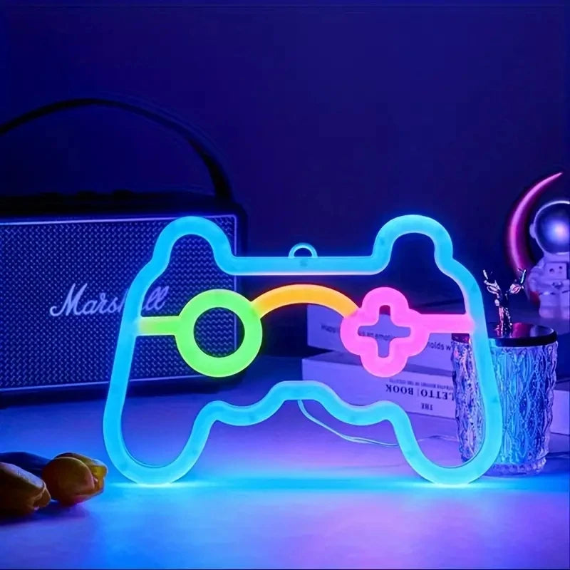 Gamepad neon neon for gaming room decoration, USB or battery powered gaming neon lamp, gaming LED night light wall decoration