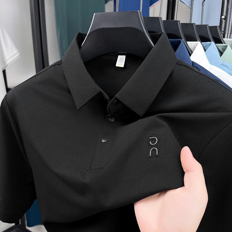 New Men's Short sleeved Printed Polo Shirt Summer Luxury Brand Fashion Business Cool Anti wrinkle Lapel T-shirt Top Men's Wear