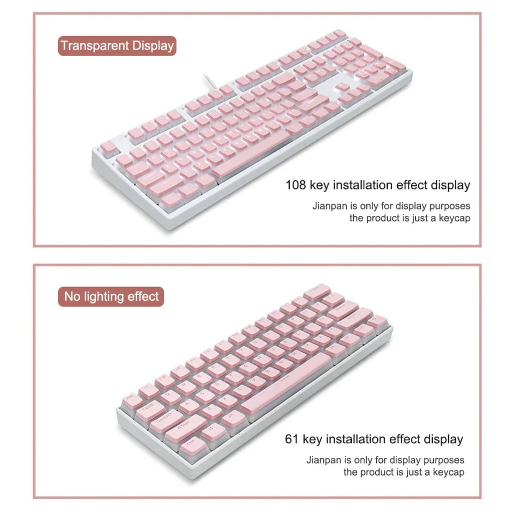 Pudding Keycaps, PBT Shine Through Keycaps 130 Keys Set OEM Profile, for 100%, 75%, 65%, 60% Keyboard for Mechanical Keyboard