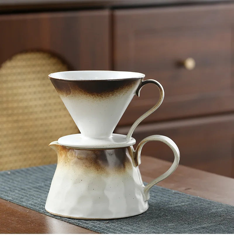 Home Ceramic Hand Drip Coffee Pot Large Sharing Jug V60 Cone Coffee Filter Brewer