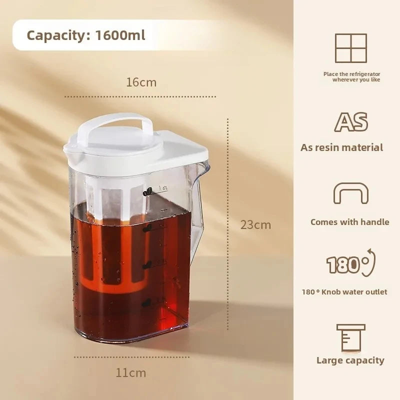 Large Capacity Plastic Cold Brew Coffee Pot For Iced Tea Steep Water Brewing Kitchen Equipment