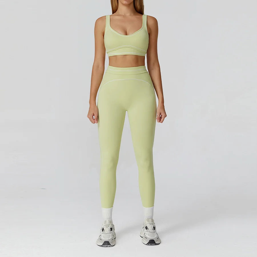 Yoga Set 2PCS Gym Clothes Sportswear Workout Outfits Women Long Sleeve Top Tracksuits Fitness Sports Bra Running Shorts Leggings
