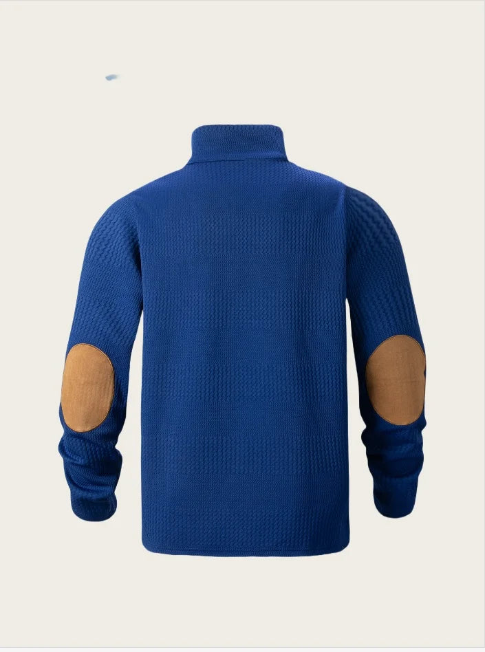 2026 New Spring Autumn Men's Jacquard Knit Sweatshirt, European Size Stand Collar Long Sleeve Loose Casual Outdoor Pullover