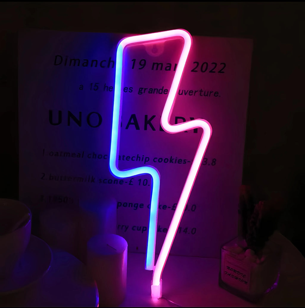 Lightning LED neon light, USB/battery powered, bedroom, gaming room, living room, office, wedding, birthday, party supplies