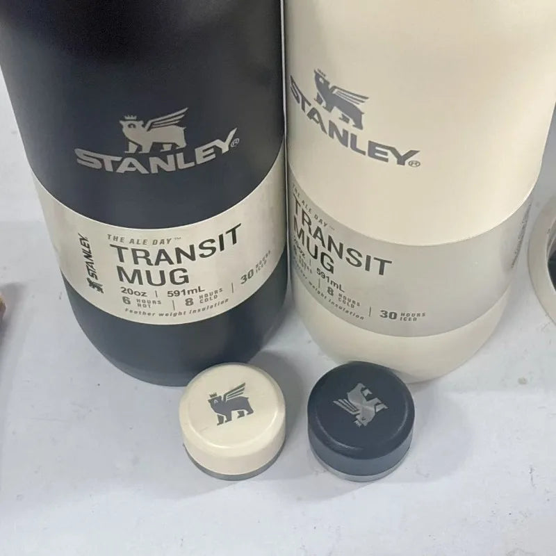 STANLEY Matte Black Wine Bottle Shaped 20oz, Stainless Steel Vacuum Flask, Leakproof Sealed Lid, Cold Heat Retention