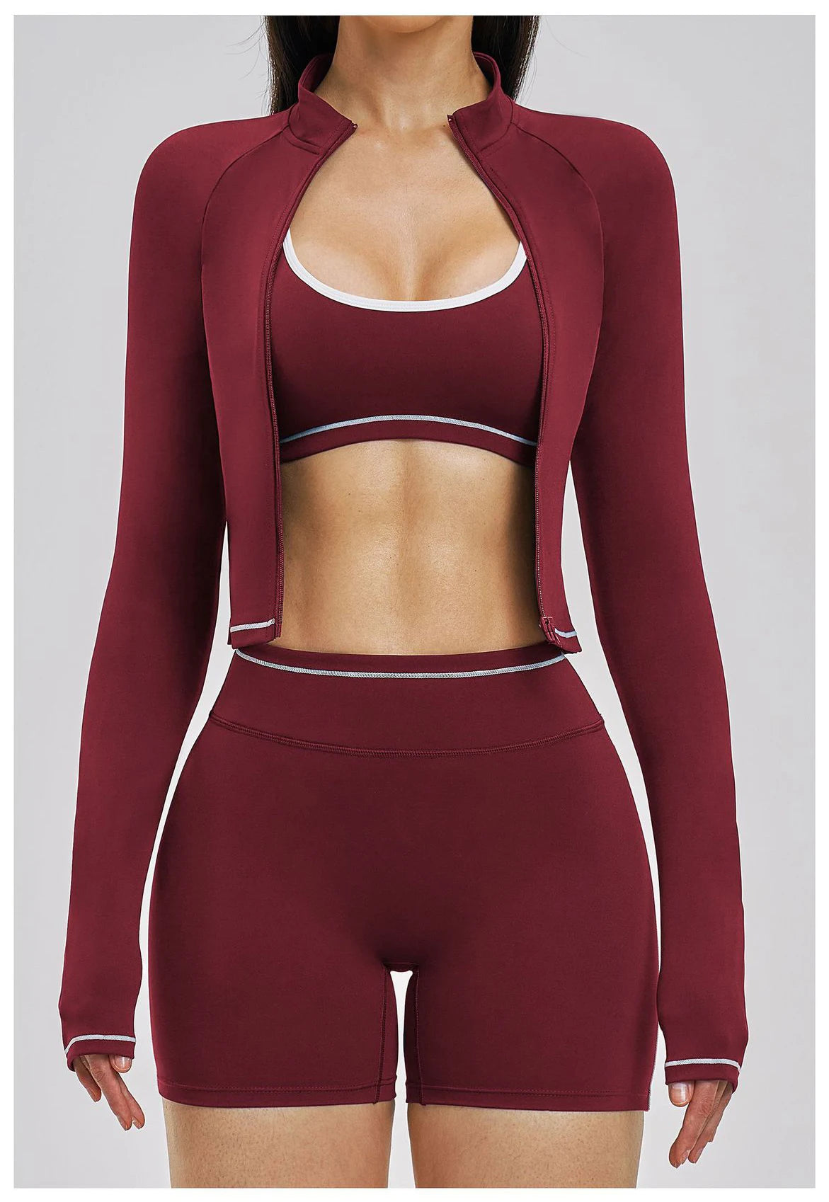 3PCS Yoga Suit Women Tracksuit Sports Outfits Gym Set Running Workout Clothes Long Sleeve Sports Bra Athletic Wear Yoga Clothing