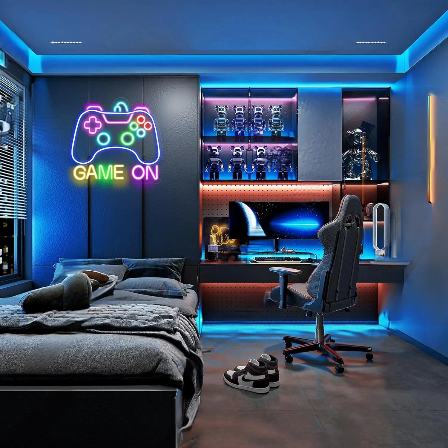 Gamer Neon Sign for Game on Neon LED Sign for Gamer Wall Decor Gaming Neon Light Sign for Teen Bedroom Gamer Gifts for Boys