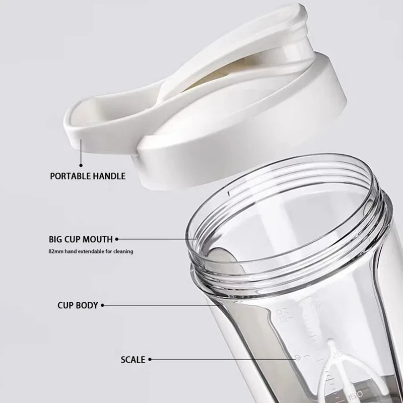 450ml Protein Shaker Bottle Portable USB Charging Fitness Blender Cup Meal Replacement Mixer Bottle for Home Gym Rechargeable