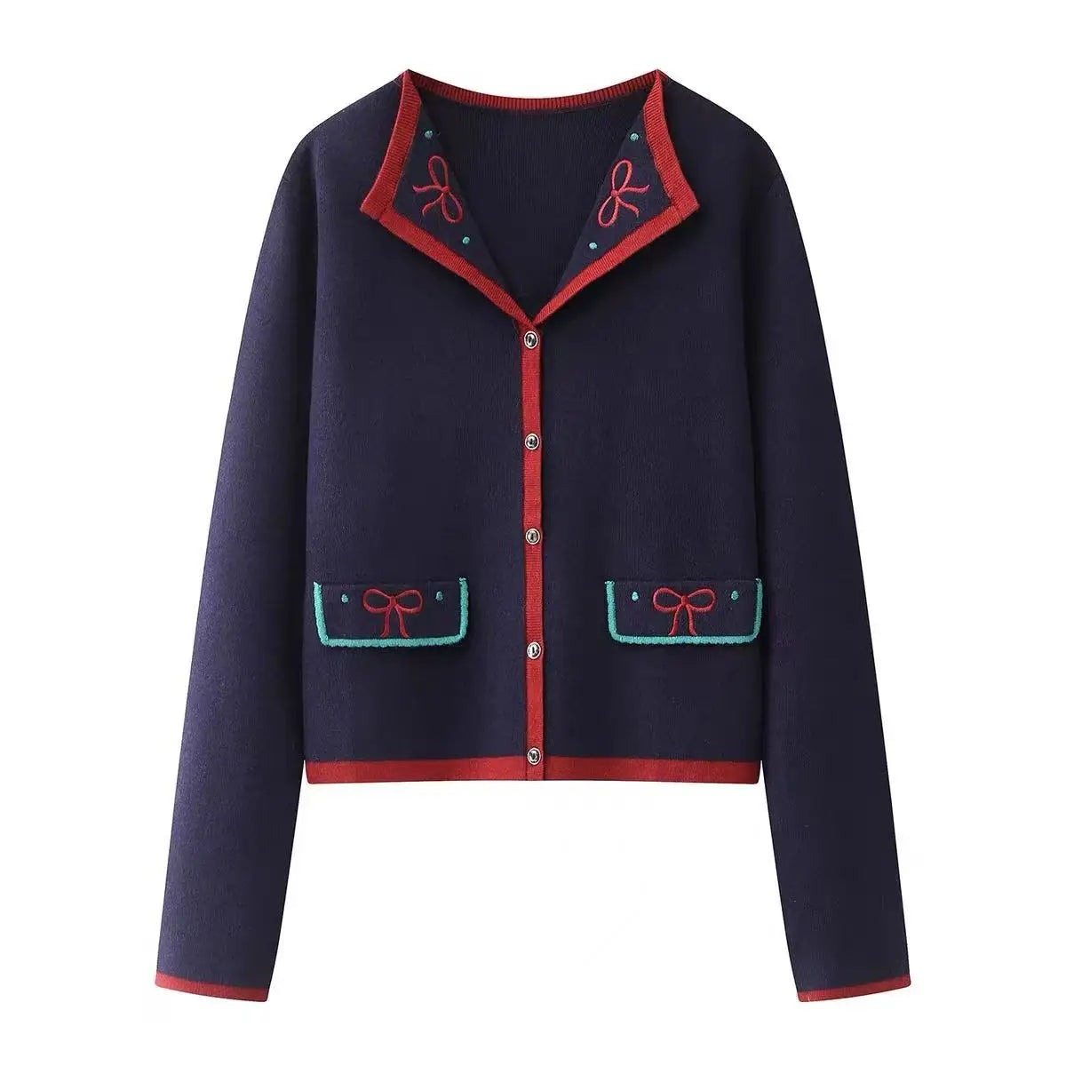 Spring 2026 Women's Knitted A-Line  Skirt And Open Cardigan Set with Bow Tie High Waist Fashion Ensemble Wide Series