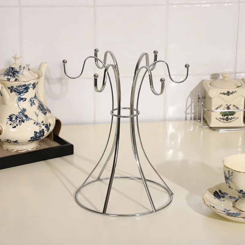 Home Desktop Flat Six Cup Iron Frame, Kitchen Inverted Water Cup Storage Rack, Restaurant Coffee Cup Storage And Drainage Rack