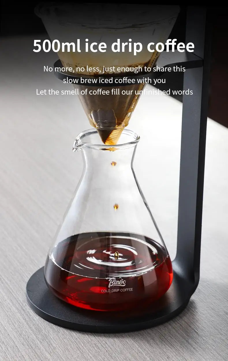 BINCOO L-Shaped Cold Brew Coffee Dripper Cold Brew Drip Coffee Maker Ice Brew Drip-Style Low-Temperature Slow-Brewed Coffee