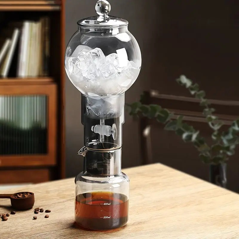 600ml Ice Dripper Coffee Maker Adjustable Water Flow Borosilicate Glass Cold Brew Tower Slow Drip Technology Portable
