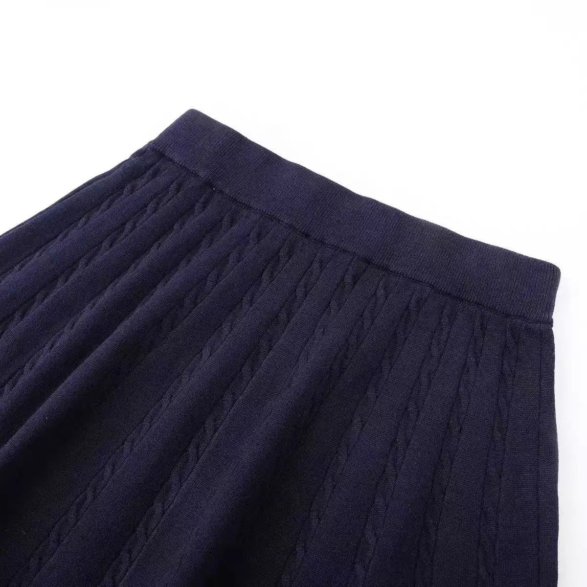 Spring 2026 Women's Knitted A-Line  Skirt And Open Cardigan Set with Bow Tie High Waist Fashion Ensemble Wide Series