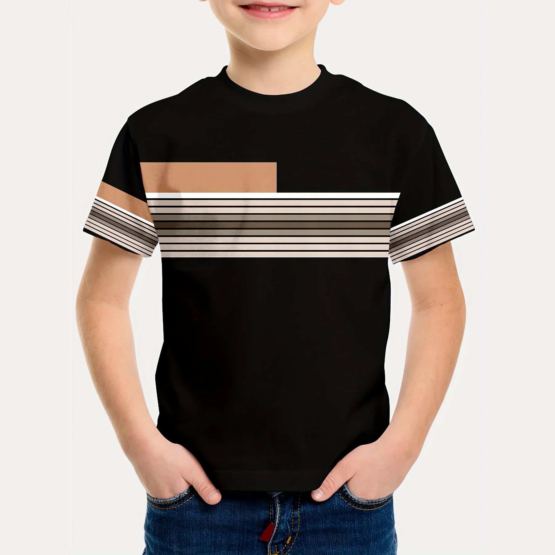 Kids Boys Clothes Simple Paris Letter Print Short Sleeve T Shirt Children Boys 2 to 9 Years Casual Comfortable Tees Children Top