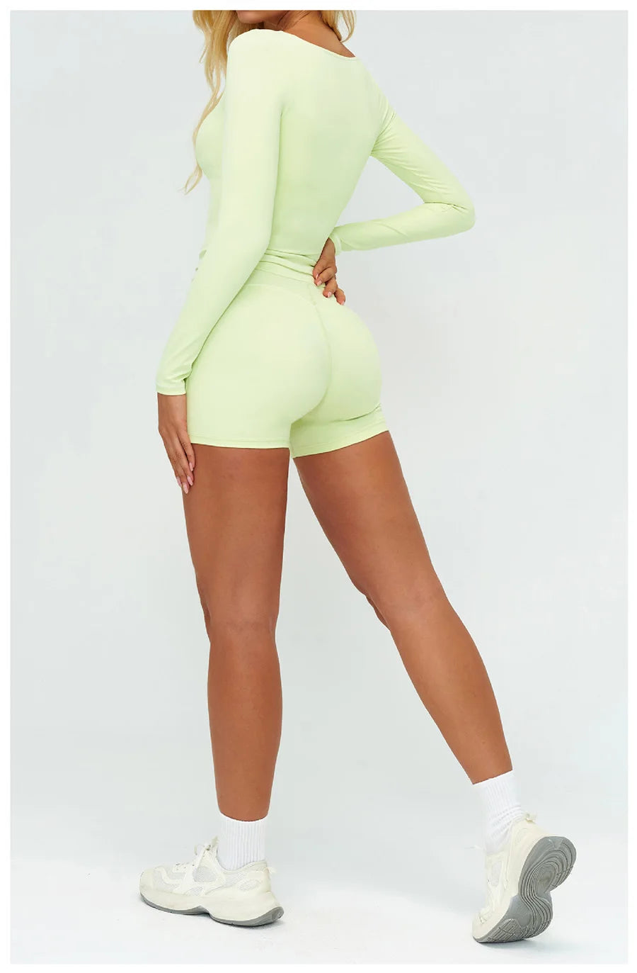 Yoga Set 2PCS Gym Clothes Sportswear Workout Outfits Women Long Sleeve Top Tracksuits Fitness Sports Bra Running Shorts Leggings