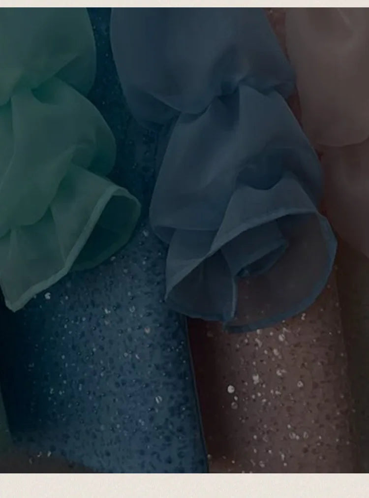 Teen Girl Clothes 2025 New Glitter Kids Girls Princess Gown Piano Recital Sweet Party Outfit Toddler Formal Wear Costume Vestido