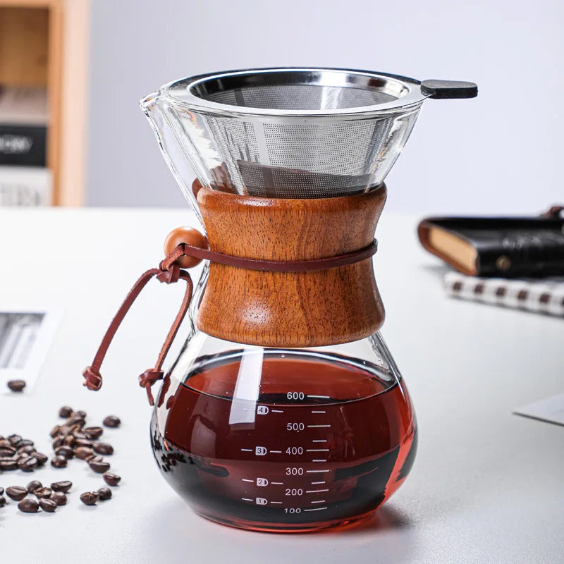 Hand Brewed Coffee Sharing Pot Filter Screen Glass Coffee Filter Cup Coffee Pot Set Drip Small Household Glass Pot 400-800ml