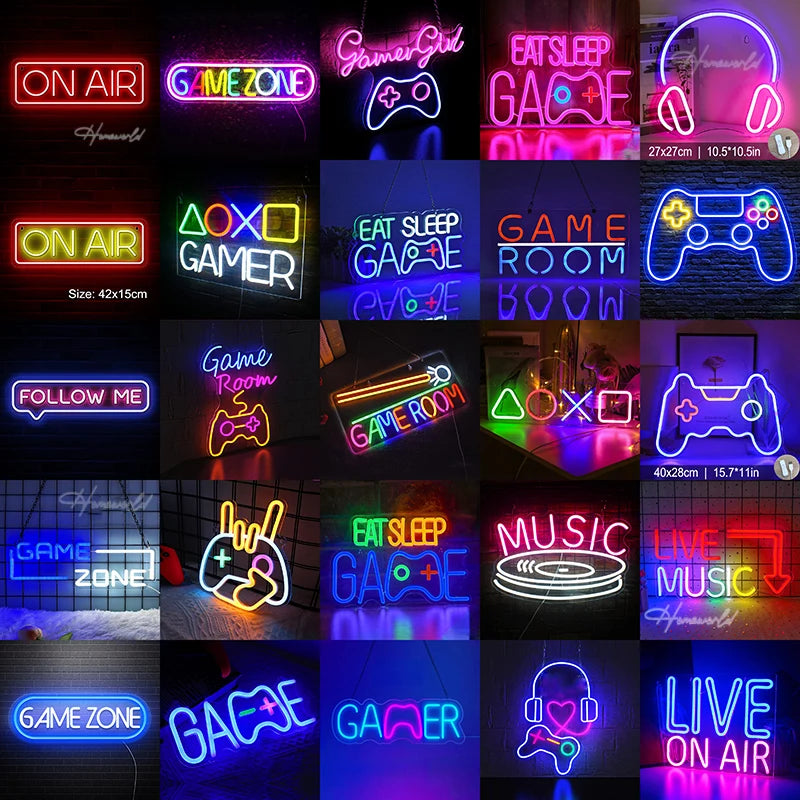 Game Neon Sign Light LED Gaming Zone Room Music Game Handle Nightlight Custom Business Logo Decor Bar Internet Cafe Shop Party