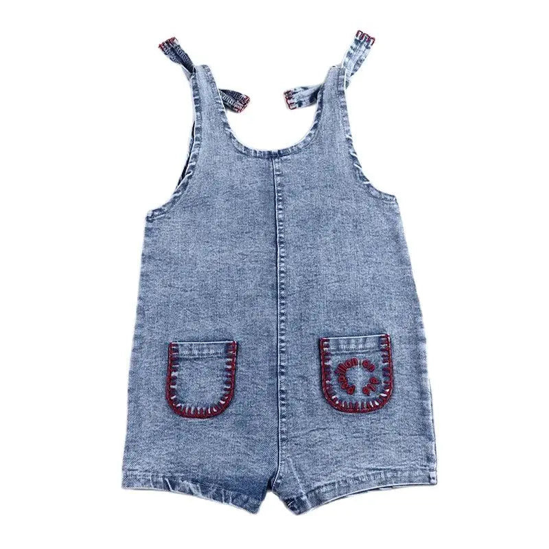6m-12t 2024 New Summer Spring Denim Famliy Clothing Set Girls Suspender Dress Skirt Baby Sleeveless Romper Overall Boys Shirt
