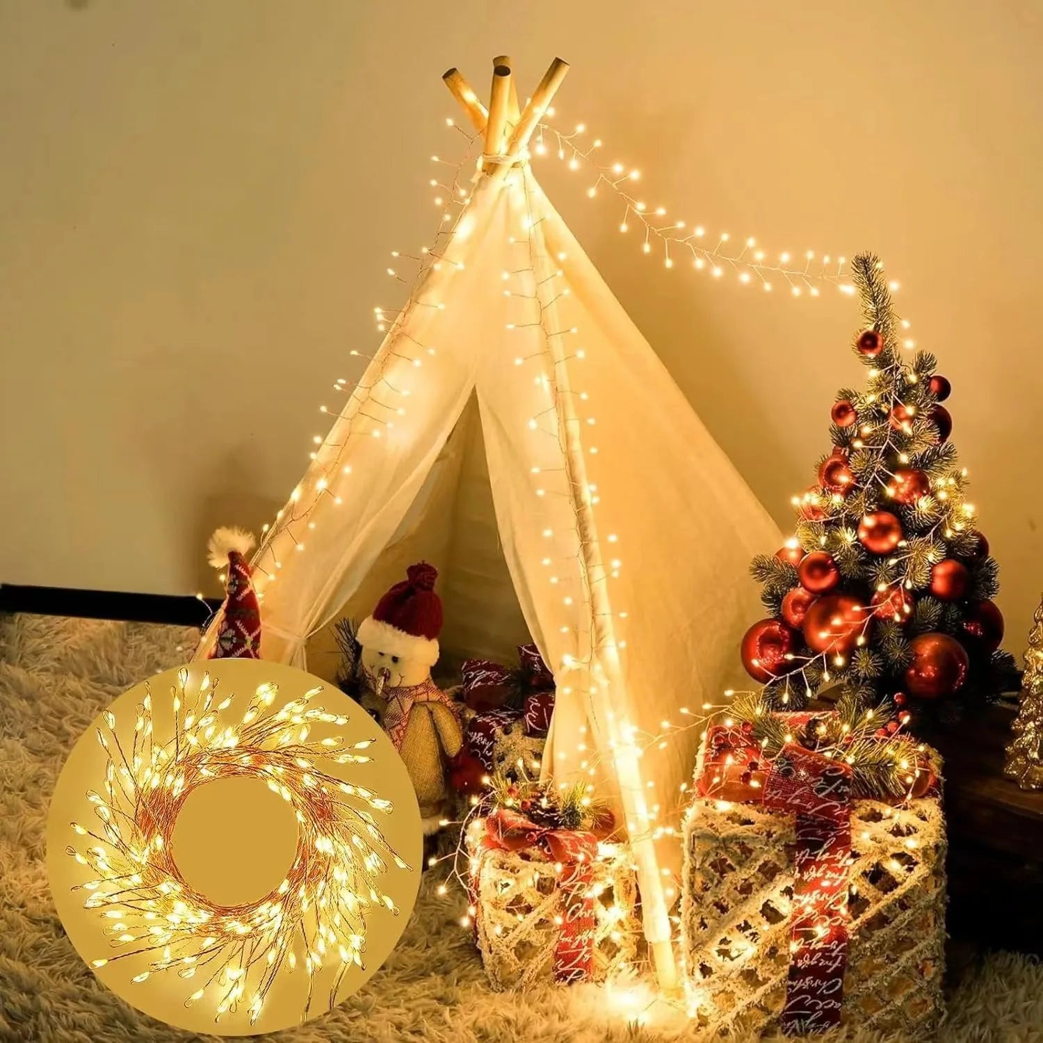 3/6/9M USB Power LED Firecracker String Lights Remote Control Garland Fairy Lights for Wedding Party Garden Christmas Decoration