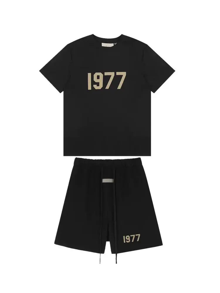 2026 new hot selling 3D silicone letter plush short sleeved high street casual sports shorts, suitable for both men and women