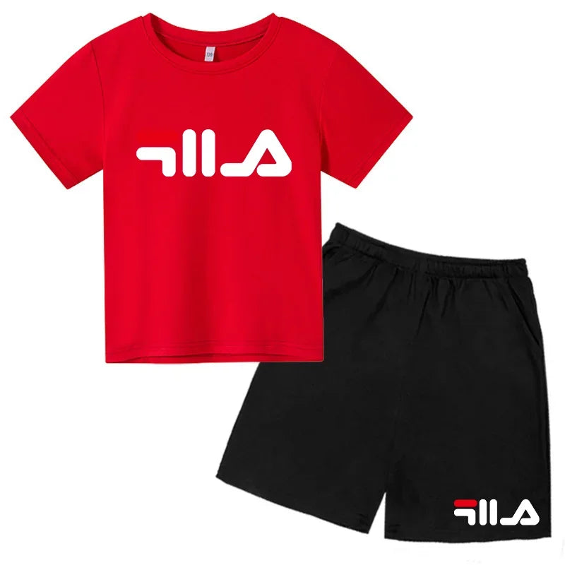 Children's Clothing T-shirt Set Fashion Printing Sports Leisure Summer Wear 3-12 Year Old Toddler Size Boys and Girls Gift