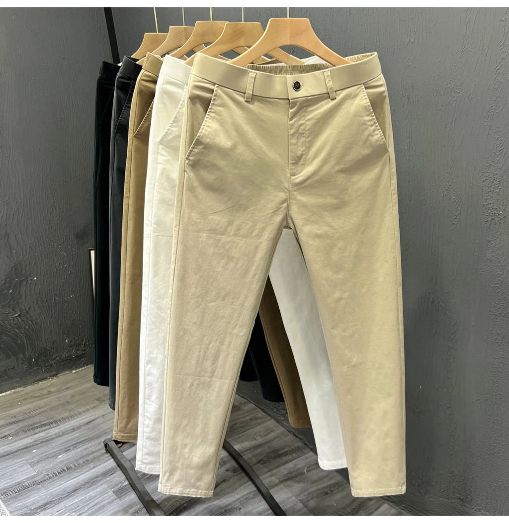 Men's Summer Thin Pants 2025 New Straight Simple and Versatile White Casual Man Clothing Trendy Slim-fitting Cotton Cargo Pants