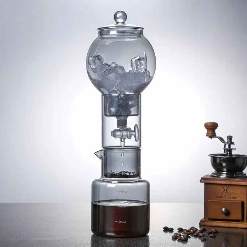 600ml Ice Dripper Coffee Maker Adjustable Water Flow Borosilicate Glass Cold Brew Tower Slow Drip Technology Portable