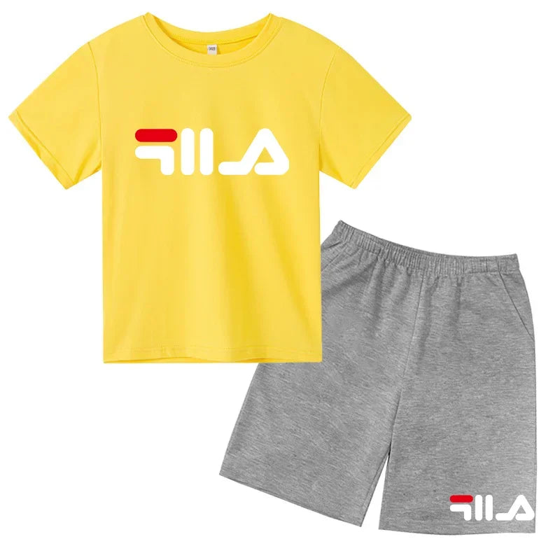 Children's Clothing T-shirt Set Fashion Printing Sports Leisure Summer Wear 3-12 Year Old Toddler Size Boys and Girls Gift