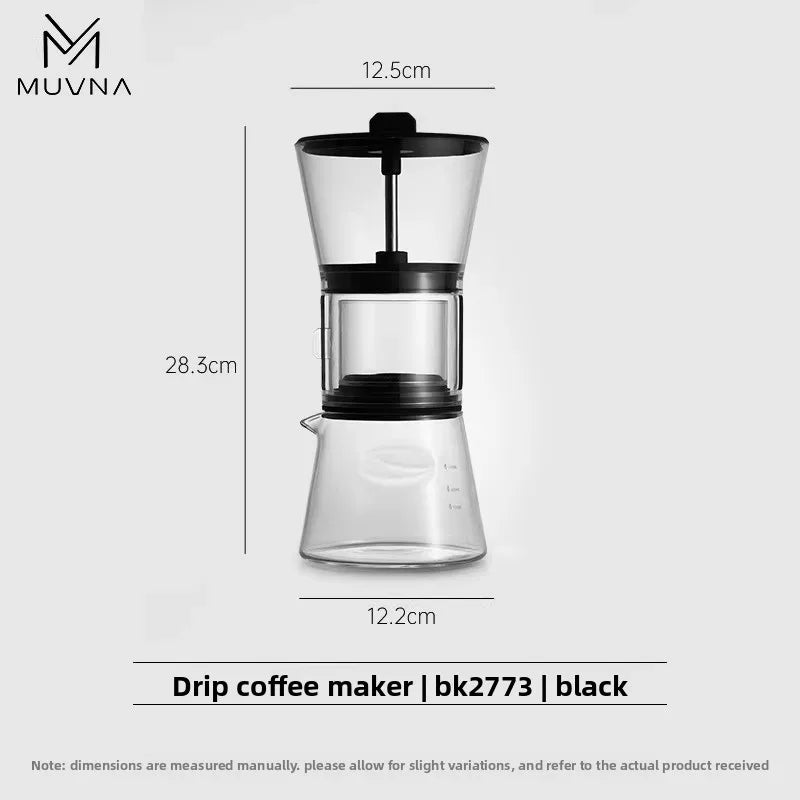 muvna Cold Brew Coffee Maker 600ml Adjustable Water Flow Dripper Iced Coffee Tea Brewer Stainless Steel Filter Home Barista Tool