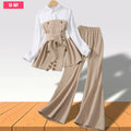 Teen Girls Clothing Set Long Sleeve Solid Color Spring Autumn Belt Child Suit Casual Elegant Comfort Girls Outfits 13-16 Years