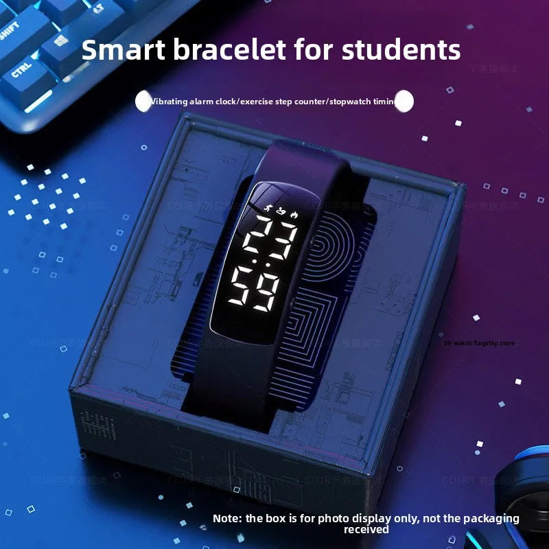 Sports smart bracelet with vibration alarm clock, running pedometer bracelet for male and female students