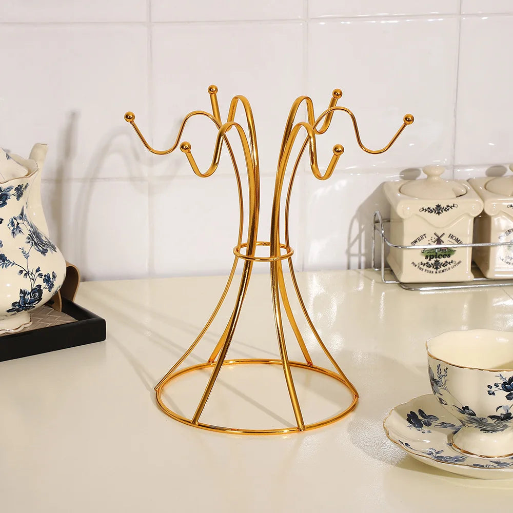 Home Desktop Flat Six Cup Iron Frame, Kitchen Inverted Water Cup Storage Rack, Restaurant Coffee Cup Storage And Drainage Rack