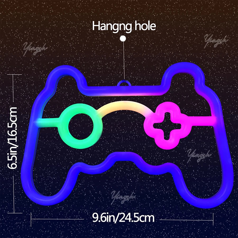 LED Bright Neon Light Night Gamepad Fire Moon Star Sign Modeling Lamp Room Wall Art Decoration Wholesale Xmas Birthday Wedding