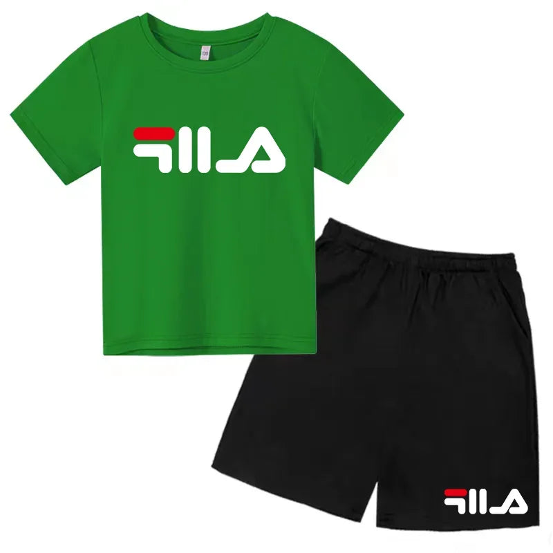 Children's Clothing T-shirt Set Fashion Printing Sports Leisure Summer Wear 3-12 Year Old Toddler Size Boys and Girls Gift