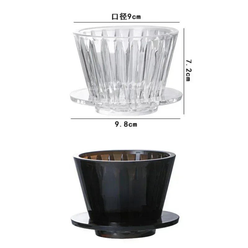 1 PC Acrylic Pour Over Coffee Filter Cup Set Cake Shaped Flat Bottom Home Brewing Kit with Filter Papers Reusable Easy Clean