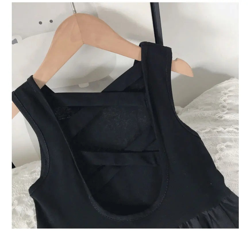 2024 Summer Girls Elegant Goth Dresss Black Sleeveless Tutu Dress Backless Off Shoulder Party Kid Dresses 2 3 4 5 6 8 Years Old