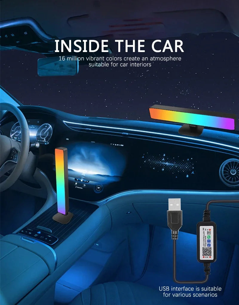 Smart RGB Esports Light Wifi Tuya Music Rhythm Sound Pickup Car Atmosphere Light Festival Gaming Room Desktop Decor Lamp
