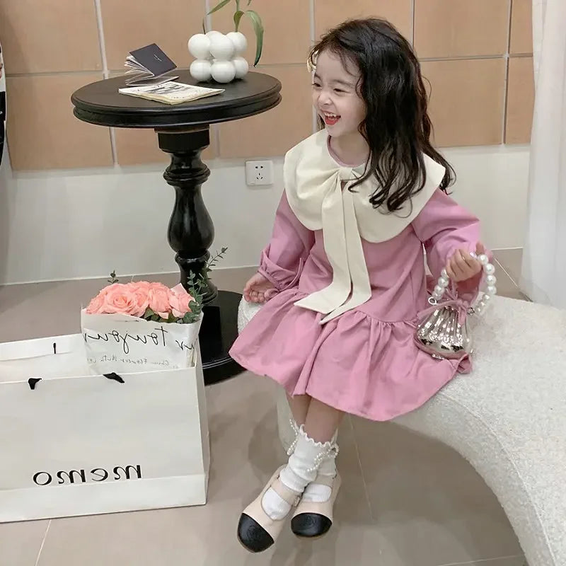 Girls Fashion Pink Princess Dress Kids Summer Puff Sleeve Casual Dresses Children Korean Style Mesh Clothing Gift Lolita Dress