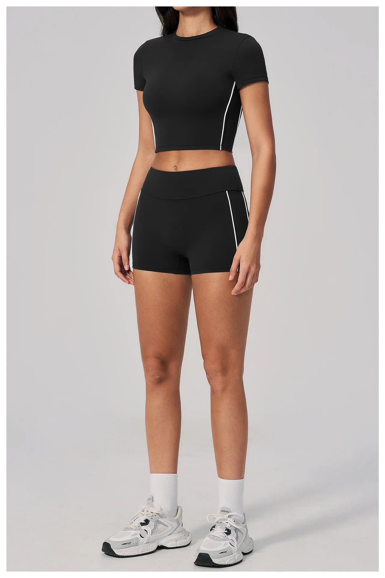 2PCS Yoga Set Women Tracksuit Sports Outfit Gym Set Running Workout Clothes Short Sleeves Sports Bra Athletic Wear Yoga Clothing