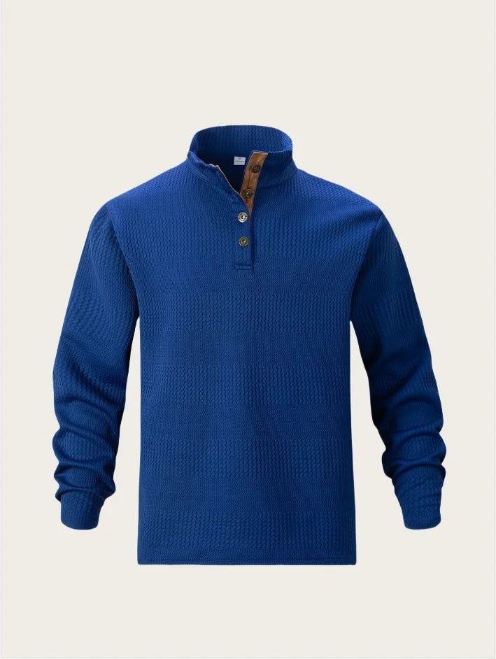 2026 New Spring Autumn Men's Jacquard Knit Sweatshirt, European Size Stand Collar Long Sleeve Loose Casual Outdoor Pullover