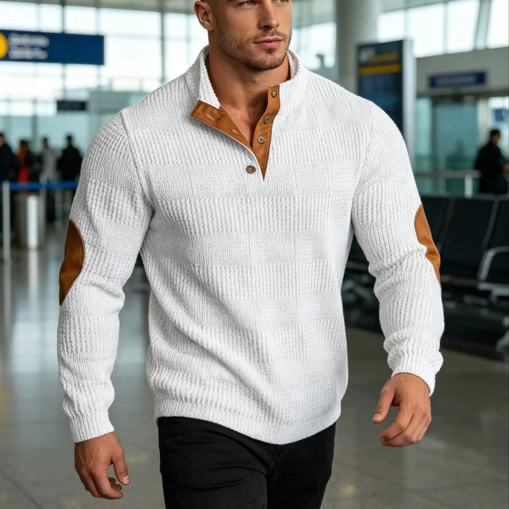 2026 New Spring Autumn Men's Jacquard Knit Sweatshirt, European Size Stand Collar Long Sleeve Loose Casual Outdoor Pullover