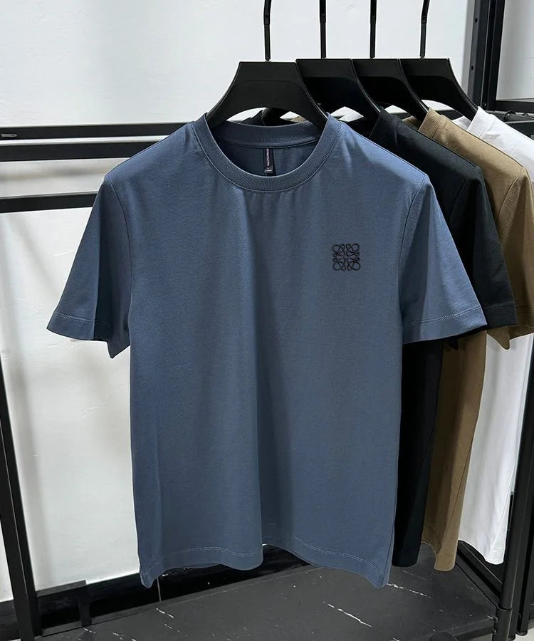 Luxury high-end standard embroidery 100% cotton men's summer casual fashion T-shirt brand fashionable high-quality short sleeved