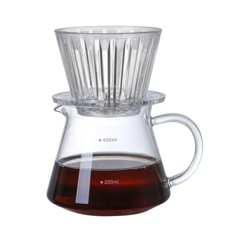 1 PC Acrylic Pour Over Coffee Filter Cup Set Cake Shaped Flat Bottom Home Brewing Kit with Filter Papers Reusable Easy Clean