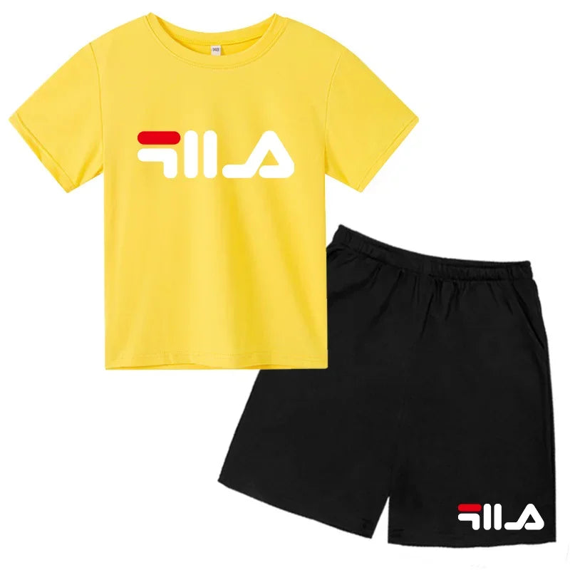 Children's Clothing T-shirt Set Fashion Printing Sports Leisure Summer Wear 3-12 Year Old Toddler Size Boys and Girls Gift