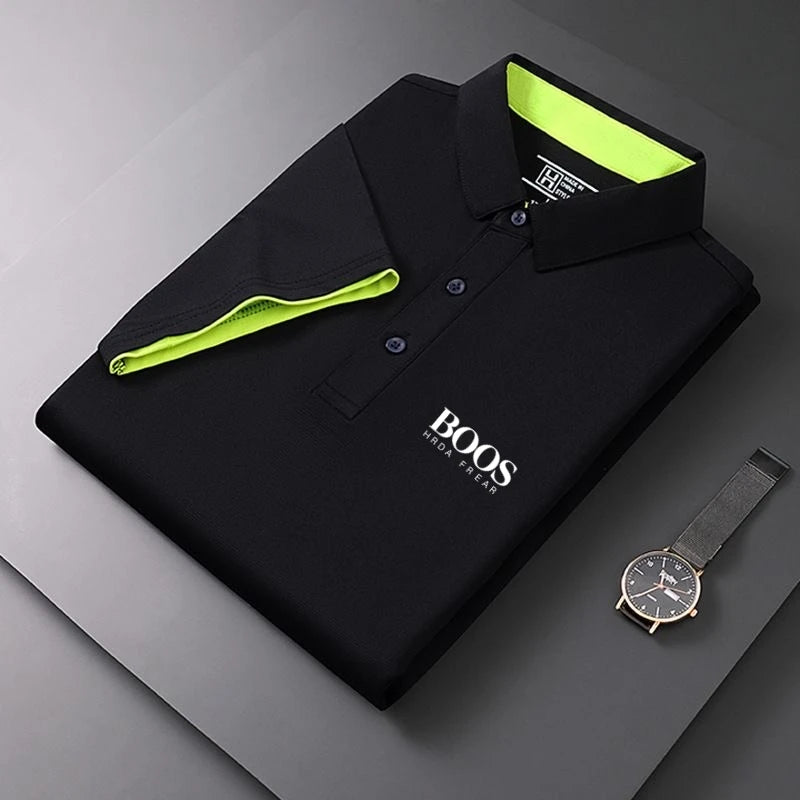 New men's high-quality short sleeved polo shirt, summer fashion, casual, sweat absorbing, breathable, cool T-shirt top