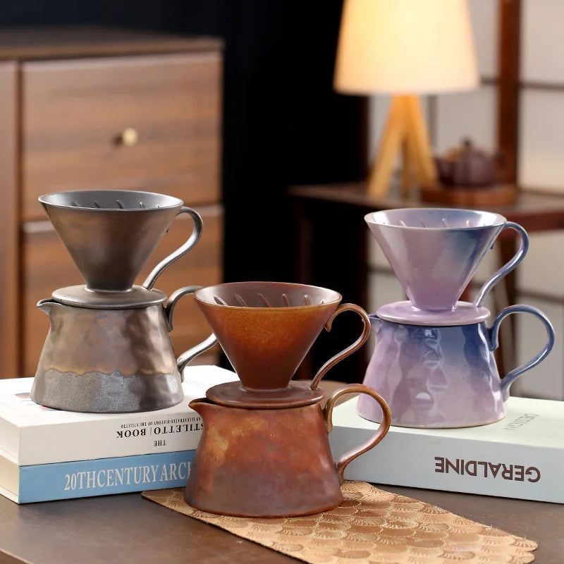 Home Ceramic Hand Drip Coffee Pot Large Sharing Jug V60 Cone Coffee Filter Brewer